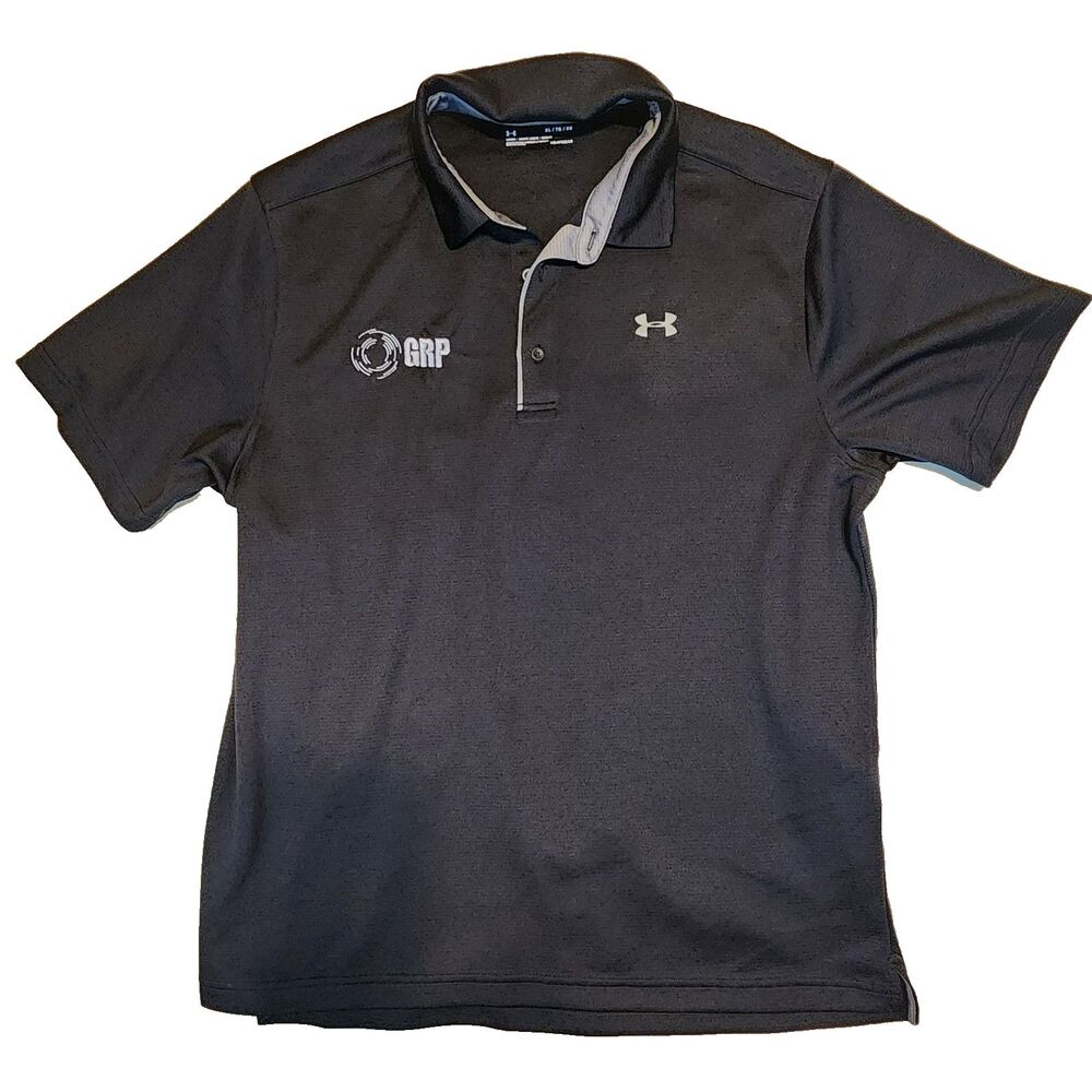 Under Armour Mens HeatGear Tech Polo Shirt XL Black Short Sleeve Golf Athletic